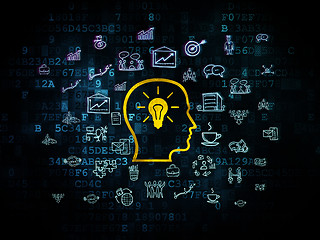 Image showing Business concept: Head With Lightbulb on Digital background