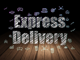 Image showing Finance concept: Express Delivery in grunge dark room