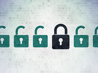 Image showing Privacy concept: black closed padlock icon on digital background