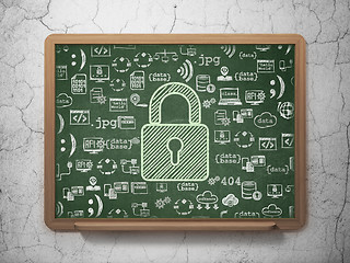 Image showing Privacy concept: Closed Padlock on School Board background