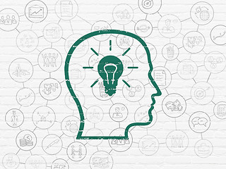 Image showing Finance concept: Head With Lightbulb on wall background