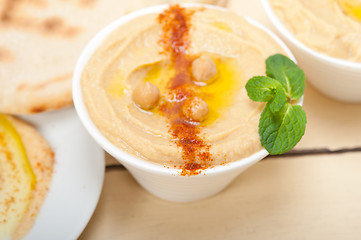 Image showing Hummus with pita bread 