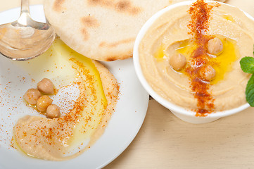 Image showing Hummus with pita bread 