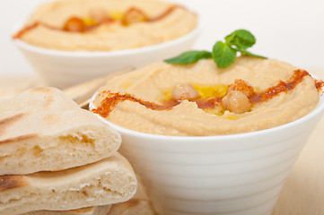 Image showing Hummus with pita bread 