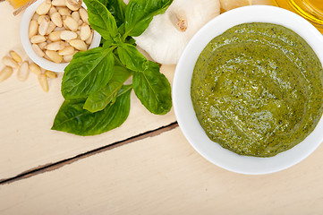 Image showing Italian basil pesto sauce ingredients