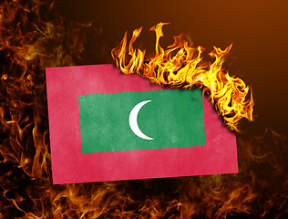 Image showing Flag burning - Maldives