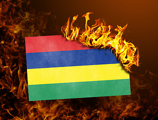 Image showing Flag burning - Mauritius