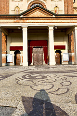 Image showing  church  in  the parabiago  old   closed brick tower   lombardy 