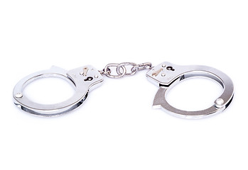 Image showing Closed handcuffs on white background 