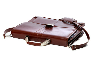 Image showing Brown leather briefcase