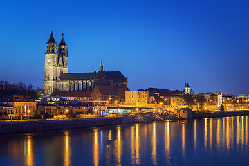 Image showing Night scene Magdeburg