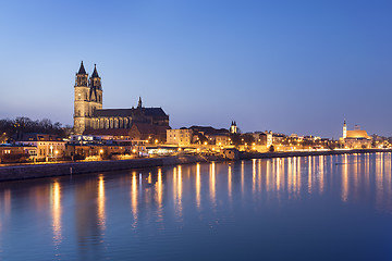 Image showing Night scene Magdeburg