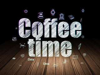 Image showing Time concept: Coffee Time in grunge dark room