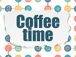 Image showing Timeline concept: Coffee Time on Torn Paper background