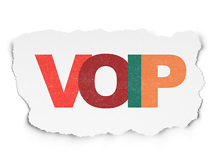 Image showing Web design concept: VOIP on Torn Paper background