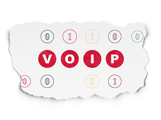 Image showing Web design concept: VOIP on Torn Paper background