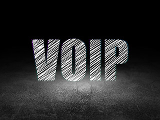 Image showing Web development concept: VOIP in grunge dark room