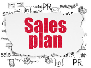 Image showing Advertising concept: Sales Plan on Torn Paper background