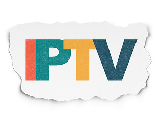 Image showing Web design concept: IPTV on Torn Paper background