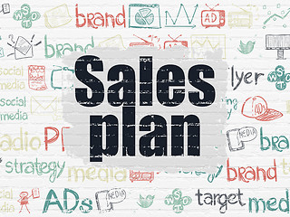 Image showing Marketing concept: Sales Plan on wall background