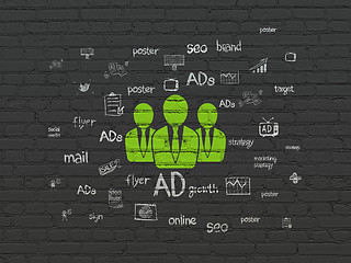 Image showing Marketing concept: Business People on wall background