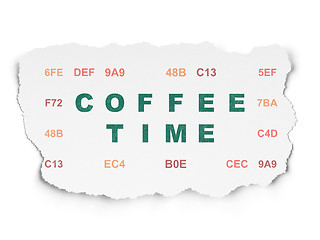 Image showing Time concept: Coffee Time on Torn Paper background