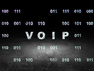 Image showing Web design concept: VOIP in grunge dark room