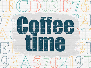 Image showing Timeline concept: Coffee Time on wall background