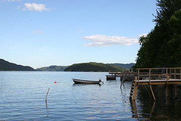 Image showing Small boat in Norwegian Fiord