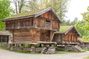 Image showing Small houses in Norway mountain.