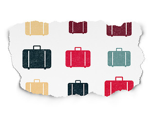 Image showing Tourism concept: multicolor Bag icons on Torn Paper background