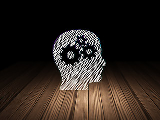 Image showing Education concept: Head With Gears in grunge dark room