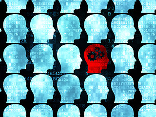 Image showing Education concept: red head with gears icon on Digital background