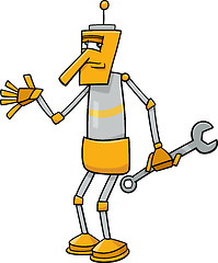 Image showing robot with wrench cartoon illustration