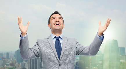 Image showing happy laughing businessman in suit