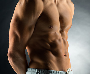 Image showing close up of young male bodybuilder