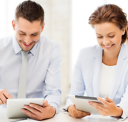 Image showing business team working with tablet pcs in office