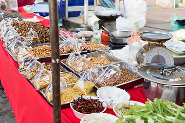 Image showing nuts and spices sale at asian street market