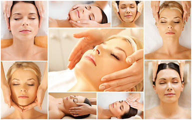 Image showing women having facial treatment in spa salon