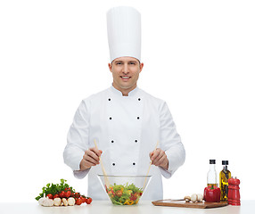 Image showing happy male chef cook cooking food