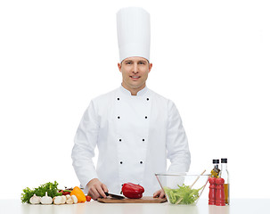 Image showing happy male chef cook cooking food