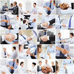 Image showing collage with business handshake