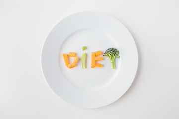 Image showing close up of plate with vegetable diet letters