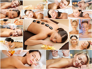 Image showing women having facial or body massage in spa salon