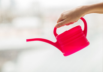 Image showing close up of woman hand holding watering can