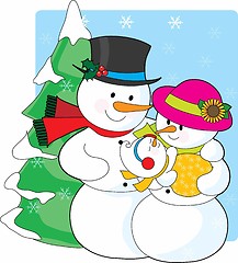 Image showing Snowman Family