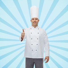 Image showing happy male chef cook showing thumbs up