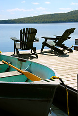 Image showing Chairs boat dock