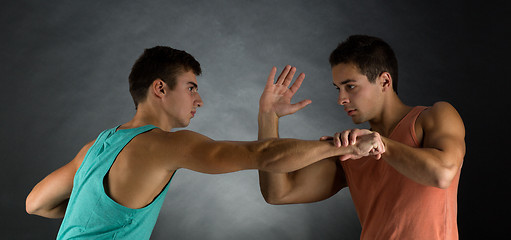 Image showing young men wrestling