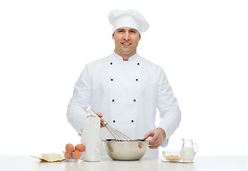 Image showing happy male chef cook baking